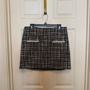 Flying Tomato Black and White Tweed Mini Skirt